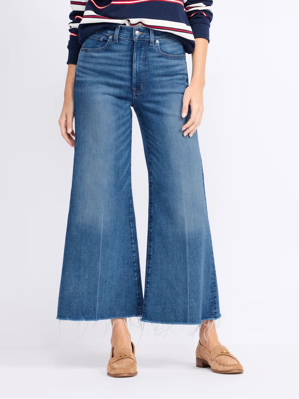 NWT Madewell Flared High-Rise Wide-Leg Cropped Jeans in Medium Blue 32